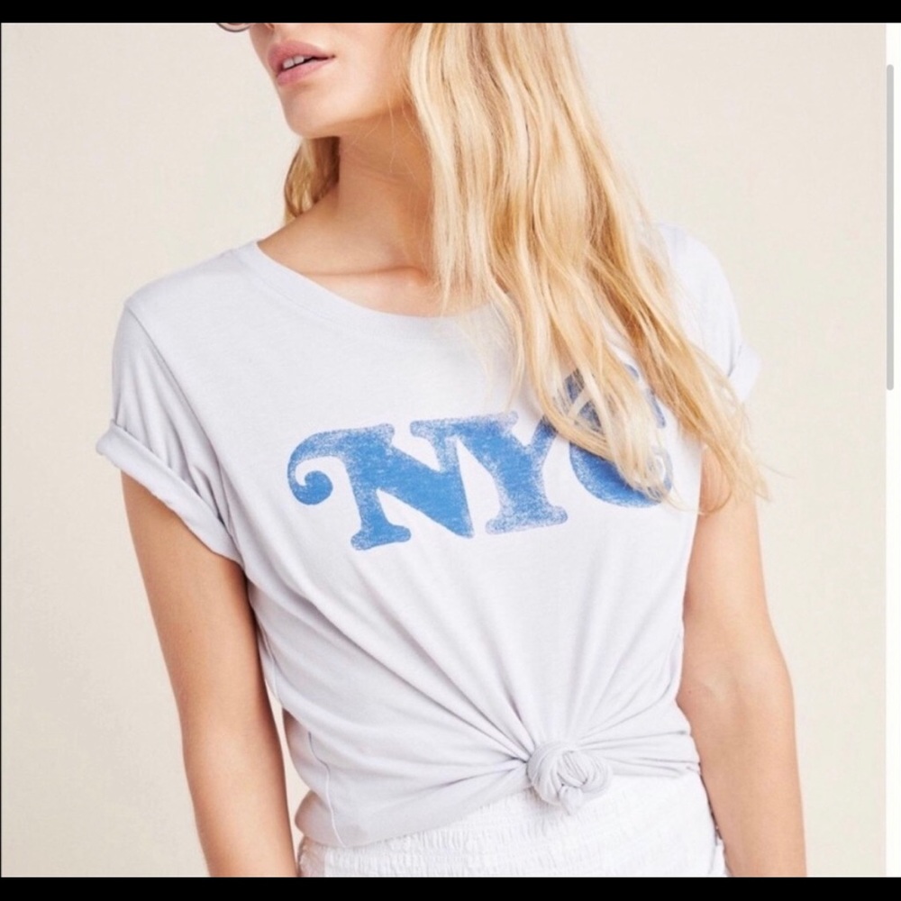 ANTHROPOLOGIE LetLuv Vintage NYC Slouchy Tee Grey Blue S Anthropologie - Picture 3 of 8